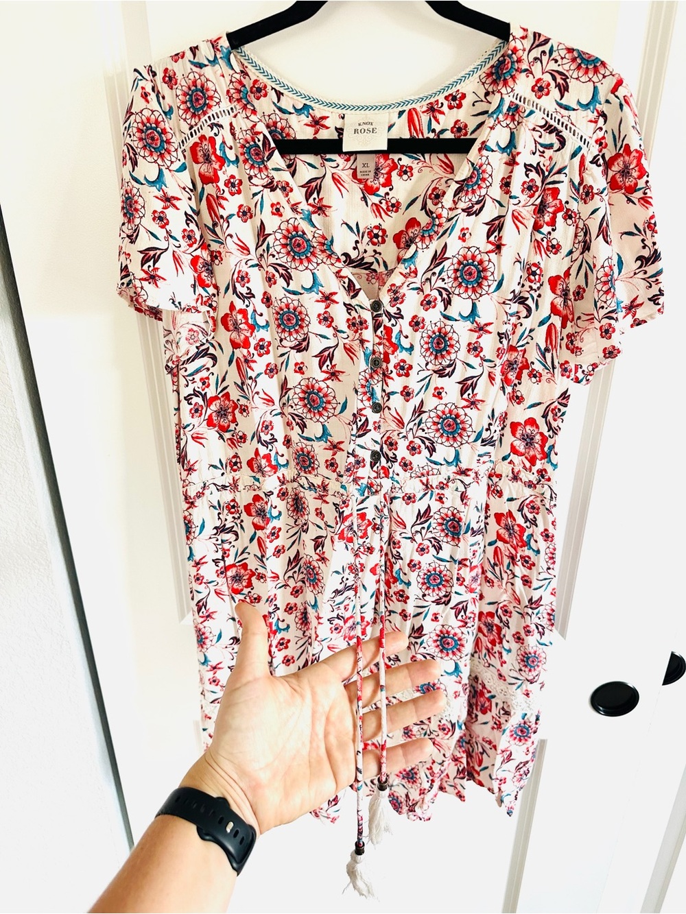 Knox Rose Red and Blue Floral Mini Dress - Picture 3 of 12